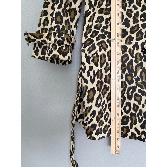 Joan Rivers Leopard Trench Coat Jacket Double Breasted Belted Rain Resistant SzM - Picture 12 of 13
